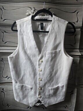 Perry Ellis White Linen-Blend Men's Vest